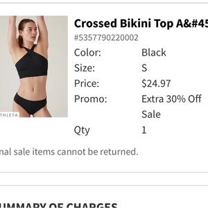Athleta Black Bikini Top NWOT